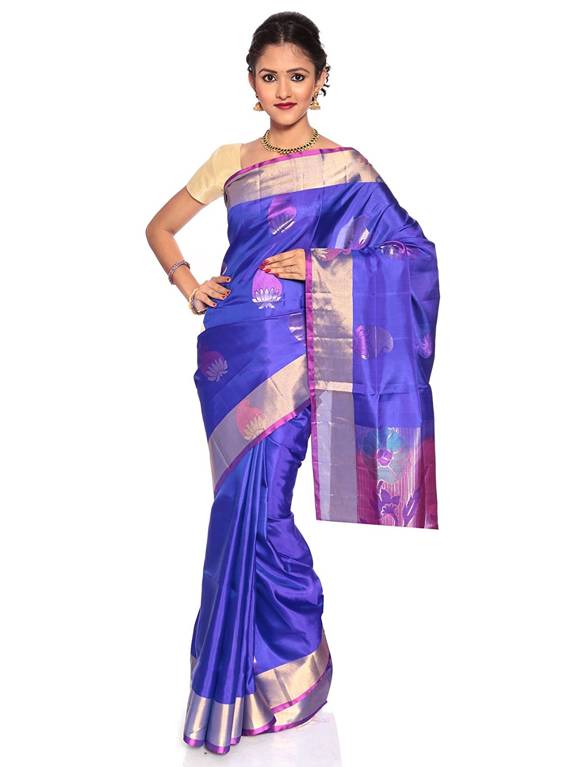 blue kanchivaram saree